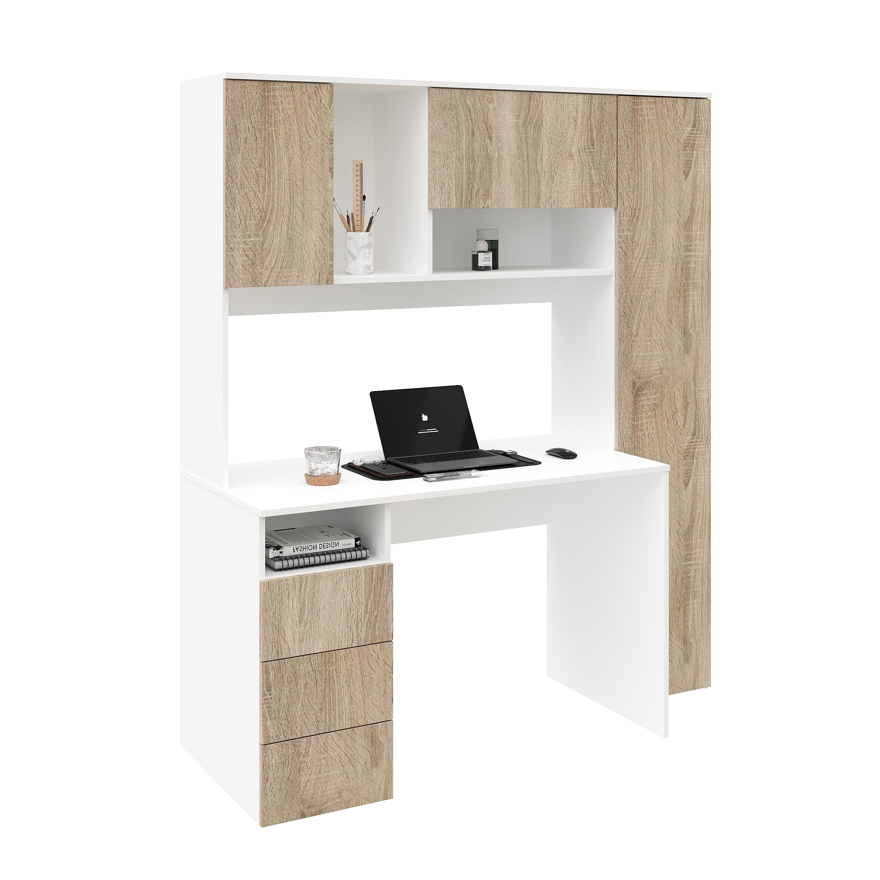 Стол Кабинет 1550 мм (корпус белый + фасады дуб сонома). Левый/правый