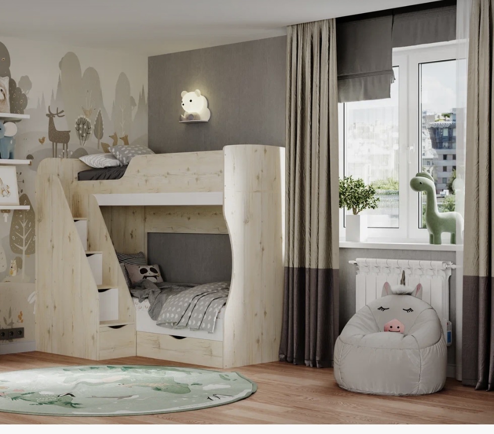 Кровать 2-х ярусная Умка-3 (гаскон пайн+белый) 