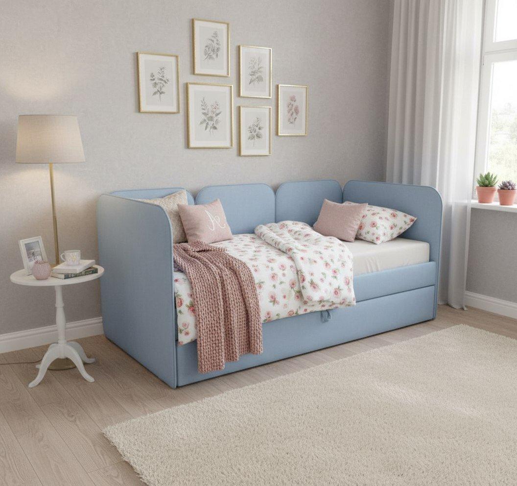 Мягкая кровать Соната Blue 80х160 с доп. спальным местом