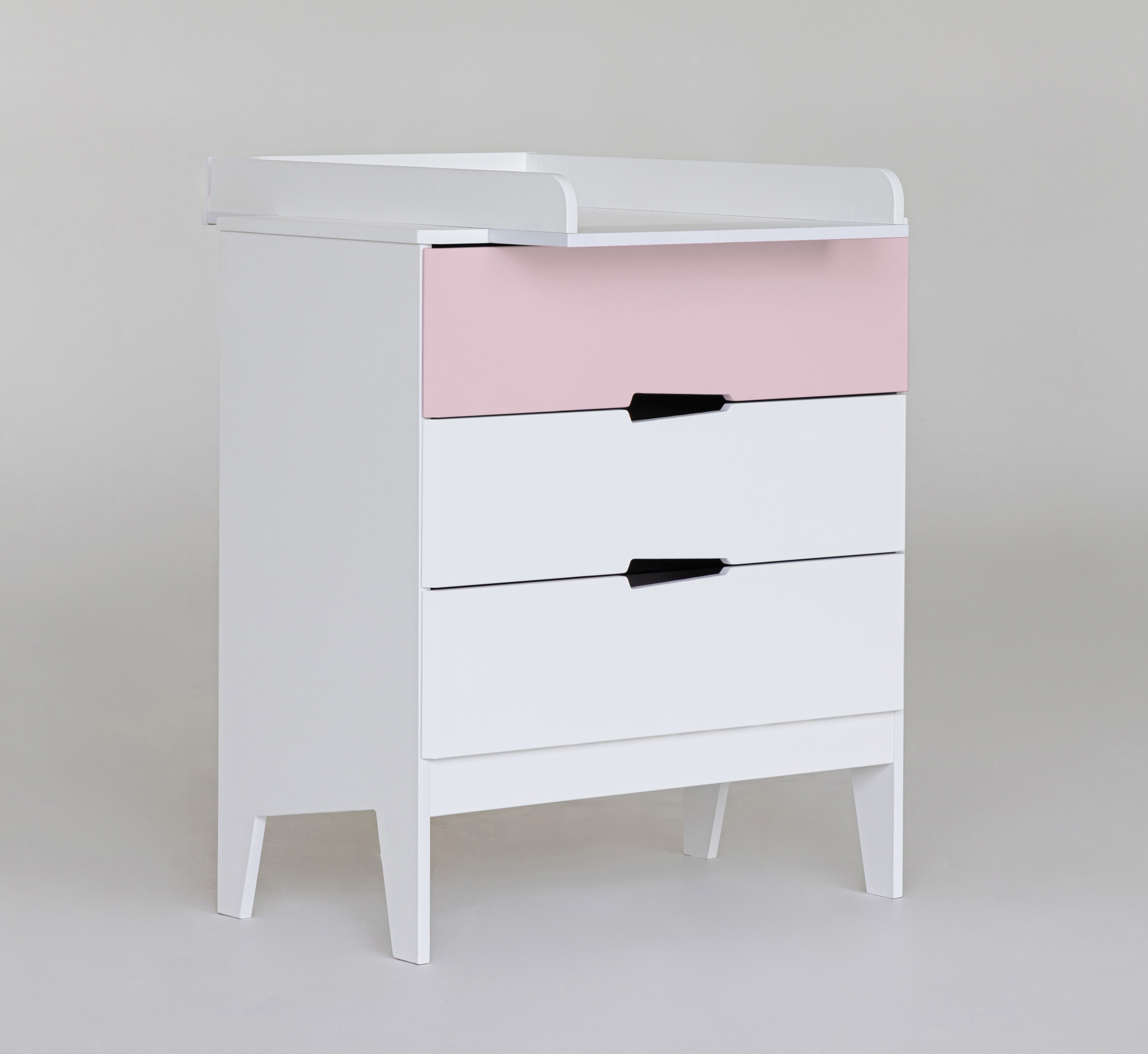 Комод Aлберо белый/розовый (со съемным пеленальным столом)