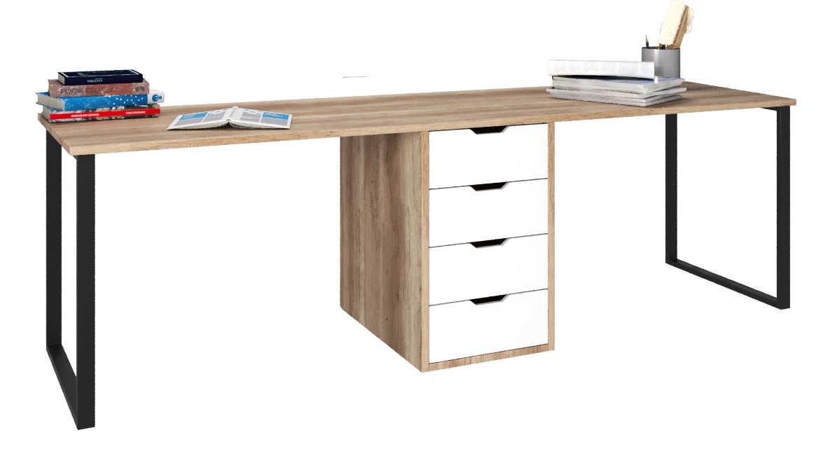 Стол Дуэт 2400 мм (дуб каньон + опоры черные)