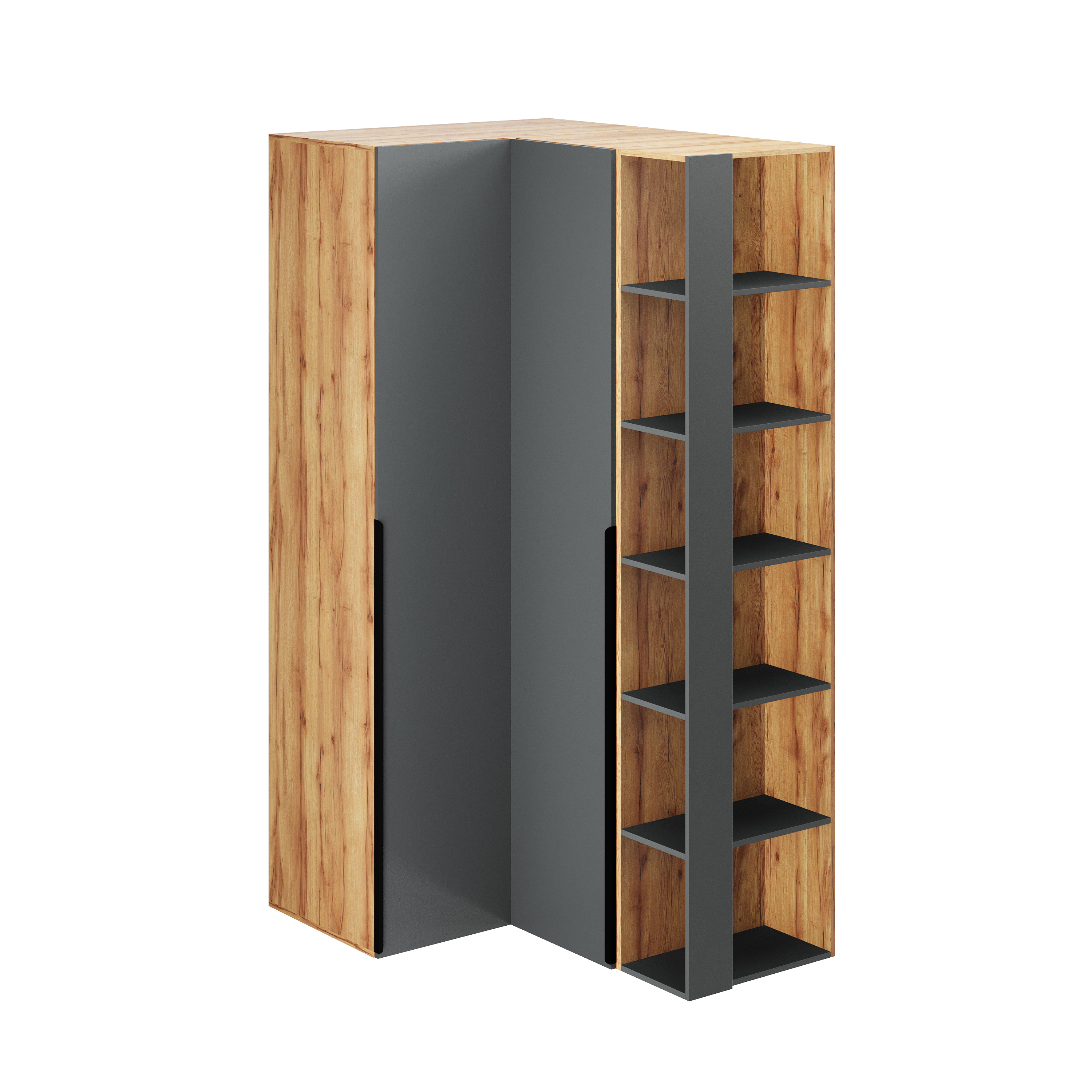 Угловой шкаф + пенал + приставка торцевая коллекции Брайт Графит 