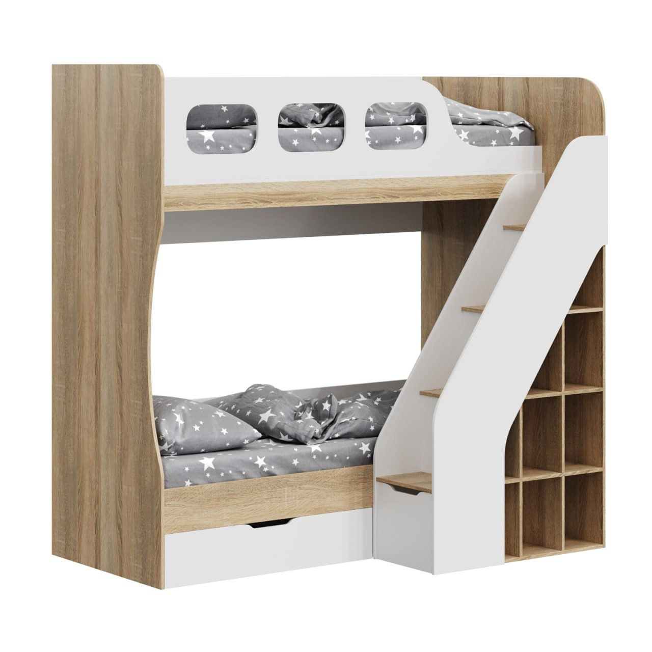 Кровать двухъярусная 190х80 Умка-4 (дуб сонома+белый) 