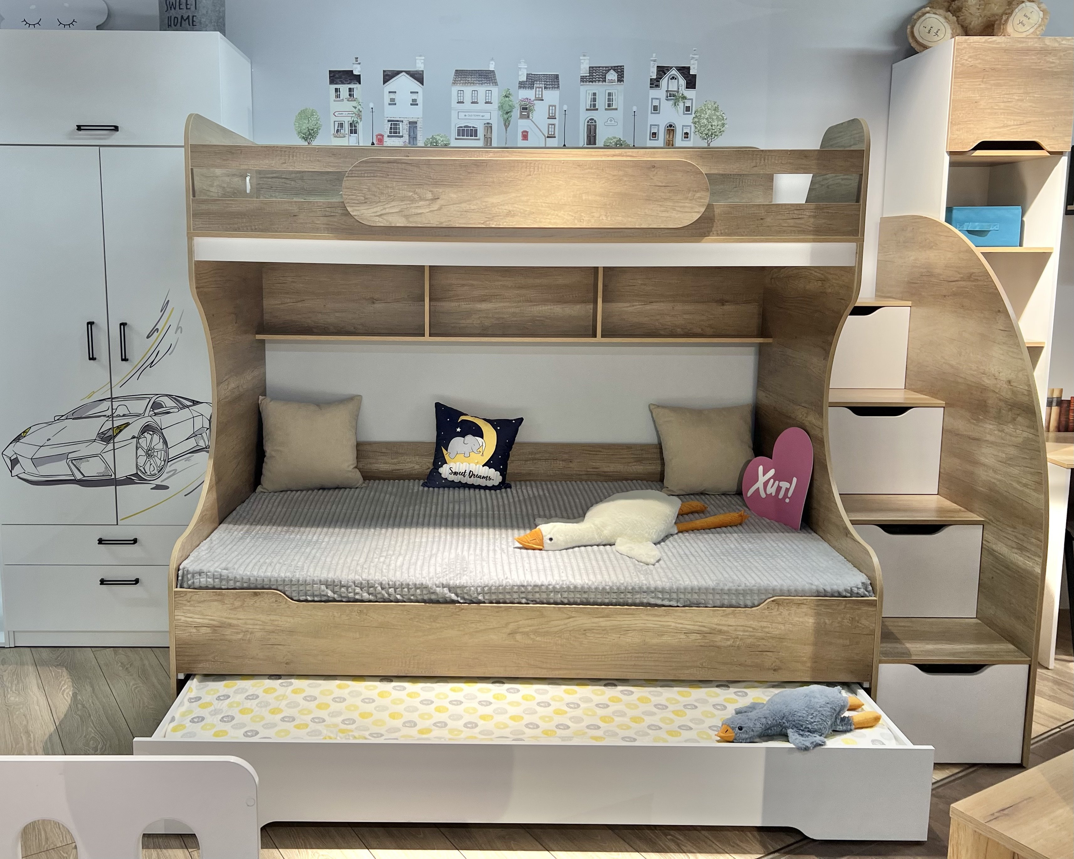 Кровать БИГ 120х200 (дуб каньон + белый)