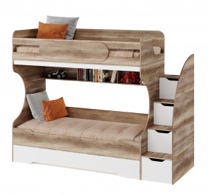 Кровать Биг 200х90 (дуб каньон + белый)