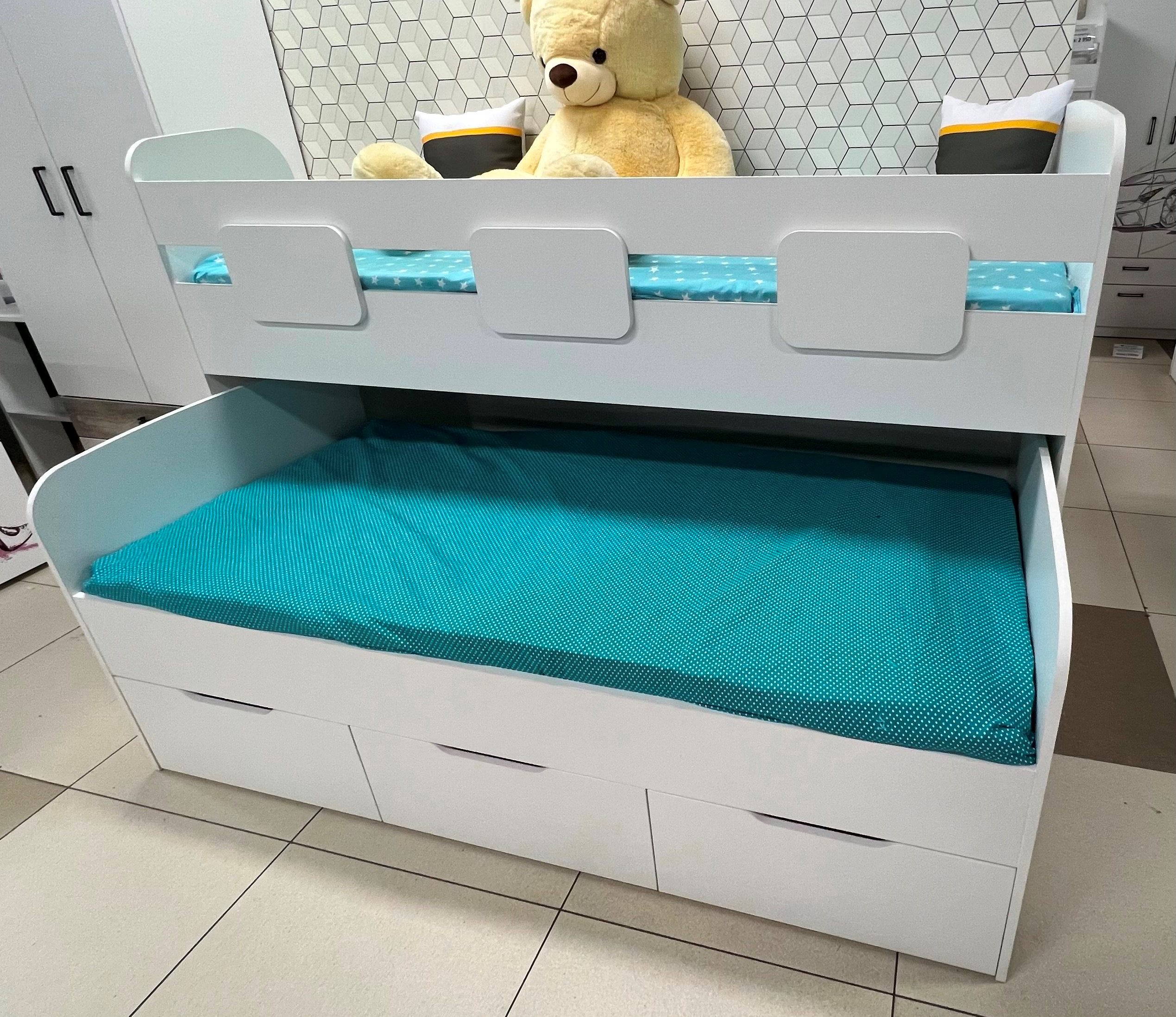 Кровать двухъярусная Городок (цвет белый)