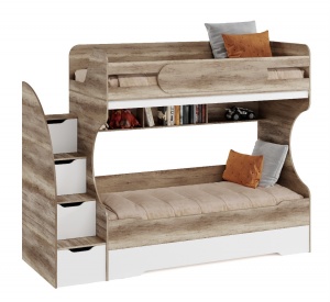 Кровать БИГ (дуб каньон + белый) 200х90