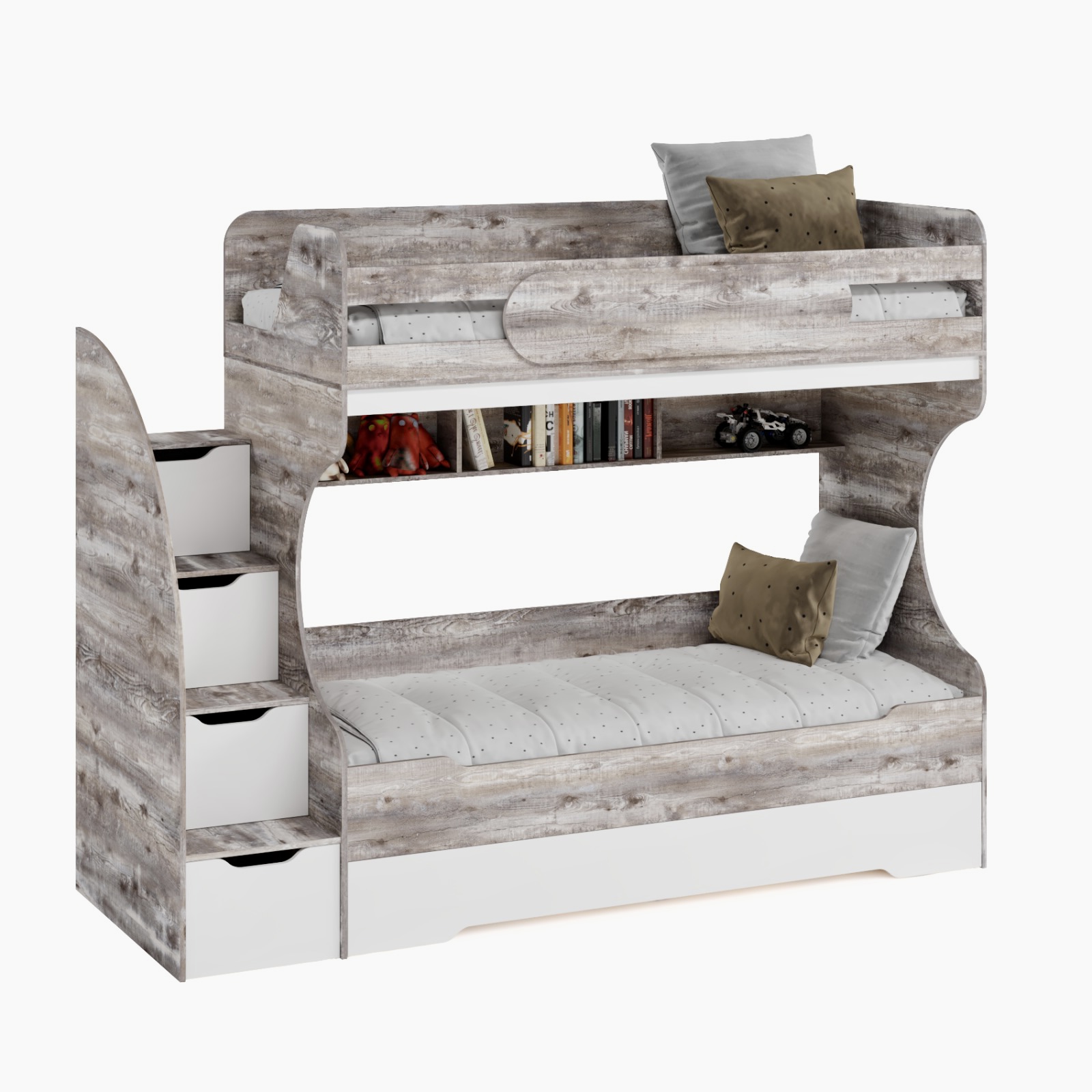 Кровать 2-х ярусная БИГ 90х200 с доп. выдвижным спальным местом (цвета разные) 