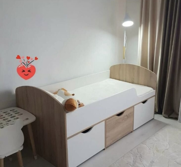 Кровать Малыш 160х80  (дуб сонома+белый) от Династия Kids