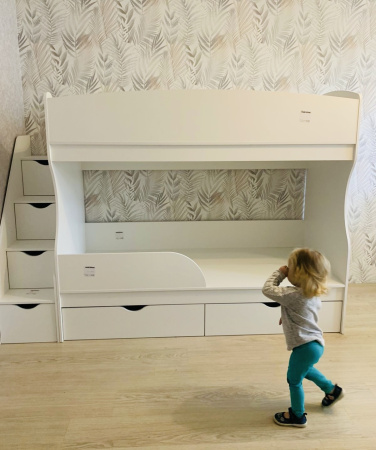 Двухъярусная кровать Альфа 180х80 (цвет белый) от Династия Kids
