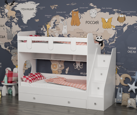 Кровать Фортуна-3 (цвет белый) правая/левая 190х80 от Династия Kids