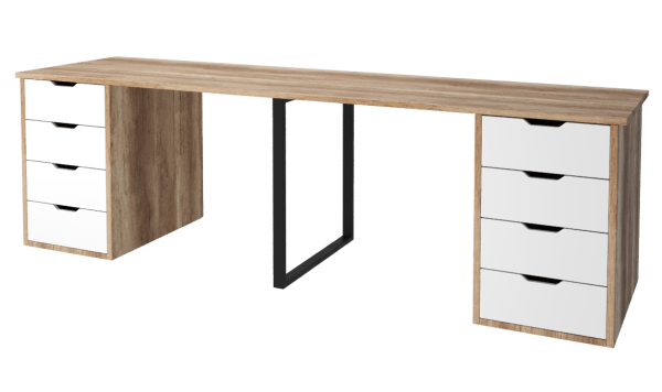 Стол Дуэт 2400 мм (две тумбы) дуб каньон + опора черная  от Династия Kids