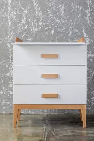 Комод Teрра белый/дерево (со съемным пеленальным столом) от Династия Kids
