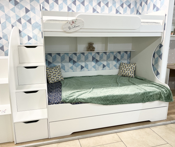 Кровать БИГ с доп.спальным местом (цвет белый) 120х200 от Династия Kids