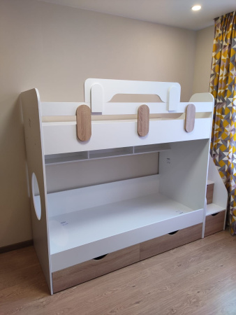 Кровать 2-х ярусная Фортуна (дуб сонома + белый)  от Династия Kids