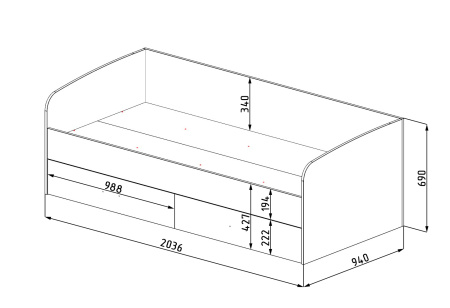 Кровать 200х90 коллекции Гранд (прямая спинка) от Династия Kids