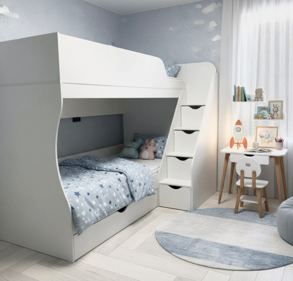 Двухъярусная кровать 90х200 Умка-3 (цвет белый) от Династия Kids