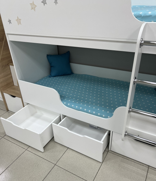 Кровать 2-х ярусная Малыши Двойняшки (лестница слева) 180х80 от Династия Kids