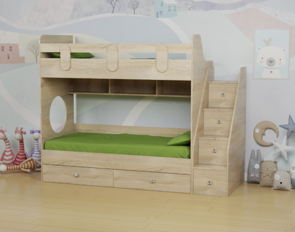 Кровать Фортуна-2 (дуб сонома) 180*80 от Династия Kids