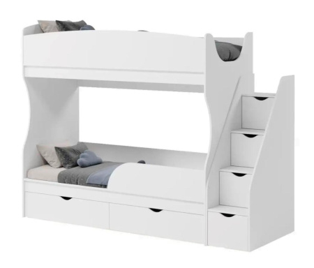 Двухъярусная кровать Альфа 180х80 (цвет белый) от Династия Kids