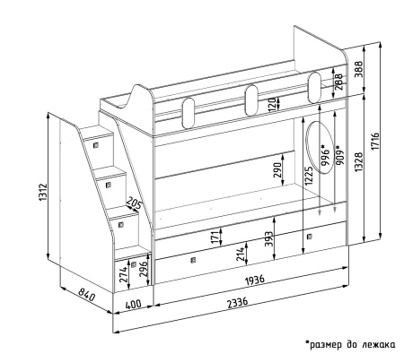 Кровать Фортуна-3 (корпус дуб сонома + фасады белые) 190х80 от Династия Kids