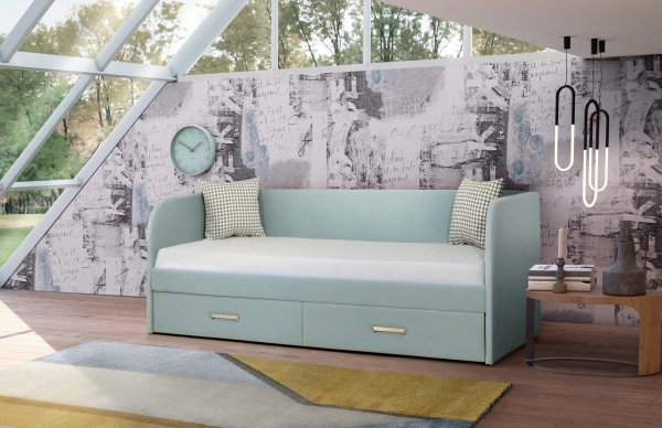 Мягкая кровать Слайт Классика 80х160 (велюр Тедди) от Династия Kids