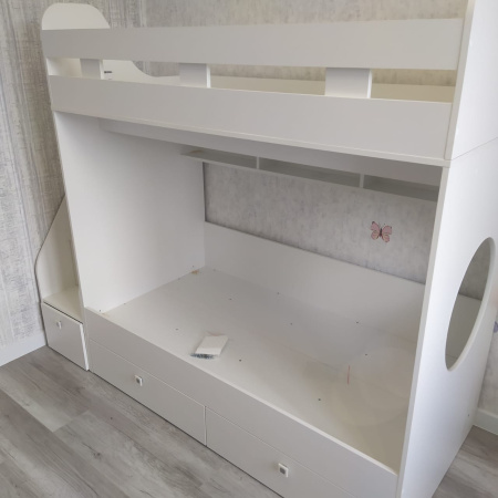 Двухъярусная кровать Юниор-1 (цвет белый) 160х80 от Династия Kids