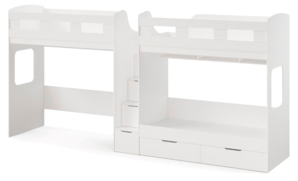 Кровать 3-х местная Квартет (цвет белый)