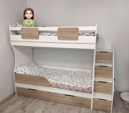 Кровать двухъярусная Дуэт (белый + айскрим)  от Династия Kids