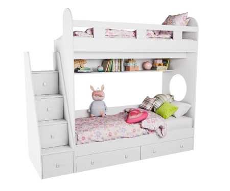Кровать 160х80 двухъярусная Юниор-1 (цвет белый) от Династия Kids
