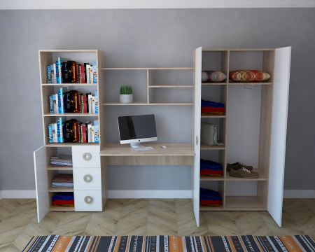 Уголок Д-5 коллекции Юниор (дуб сонома+белый) от Династия Kids