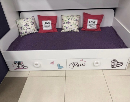 Двухъярусная кровать коллекции Модница (левая). Верх 190х80, низ 190х90  от Династия Kids