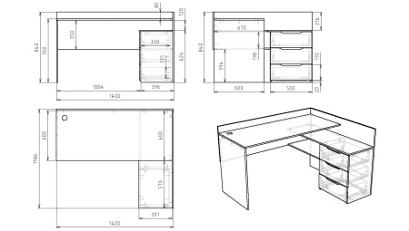 Компьютерный стол КСТ-1 (дуб каньон+белый)  от Династия Kids