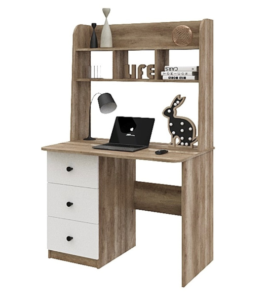 Стол 1000 мм Практик-3 (дуб каньон+белый). Левый/правый