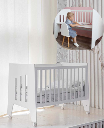 Кроватка-стол Миа 120х60 белый/белый  от Династия Kids