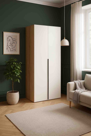 Шкаф 2-х дверный коллекции Брайт Золотистый (внутри штанга + полки) от Династия Kids