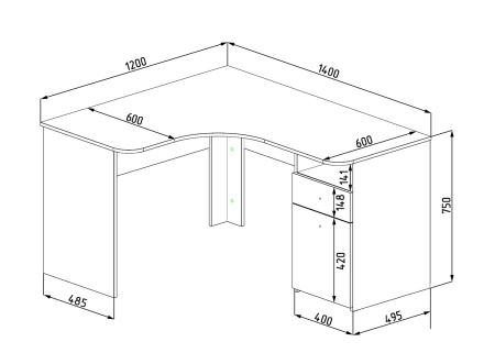 Стол угловой Умка (ширина 1400 мм)  от Династия Kids