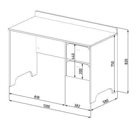 Стол Юни ширина 1200 (дуб сонома+белый) от Династия Kids