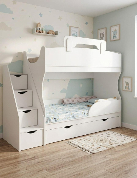 Двухъярусная кровать Альфа 180х80 (цвет белый) от Династия Kids