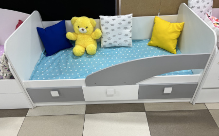 Кровать 160х80 Умка-5 (серебро+белый)  от Династия Kids