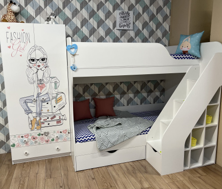 Двухъярусная кровать 180х80 Умка-2 (цвет белый)  от Династия Kids