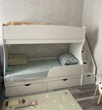 Двухъярусная кровать 180х80 Альфа (цвет белый) от Династия Kids