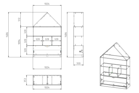 Стеллажи Домик 1 + Домик 3 от Династия Kids
