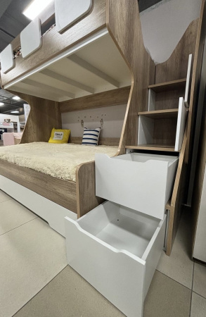 Кровать МЕГА ПРЕМИУМ (дуб каньон+белый) 120х200