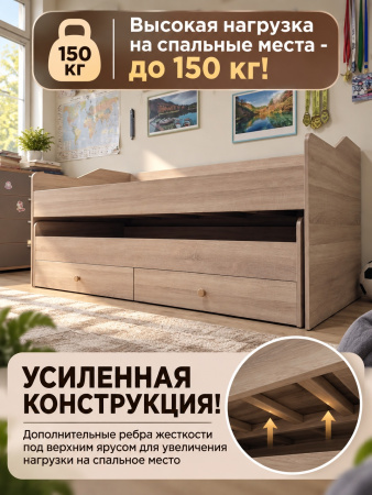 Кровать выдвижная 2-х ярусная Портал 200х90 (гаскон пайн)