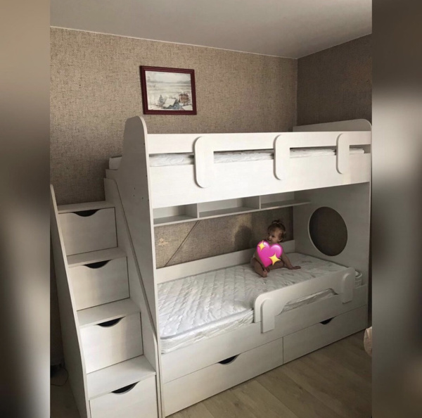 Двухъярусная кровать Фортуна (лестница слева) Цвет: белый 180х80 от Династия Kids