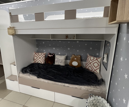 Кровать 3-х местная Квартет (цвет белый)