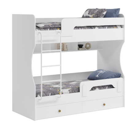 Кровать 2-х ярусная Омега (лестница белая) 190х80 от Династия Kids