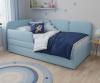 Угловая кровать Соната 80х160 Велюр Blue с доп.спальным местом (универсальный угол)