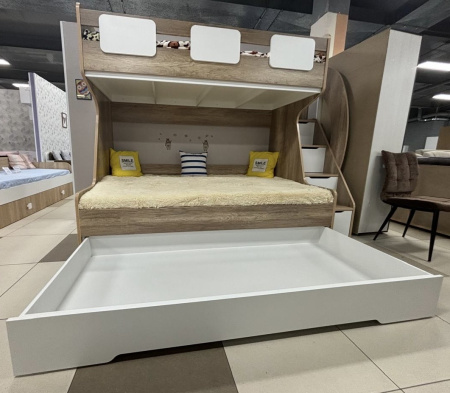 Кровать МЕГА ПРЕМИУМ (дуб каньон+белый) 120х200